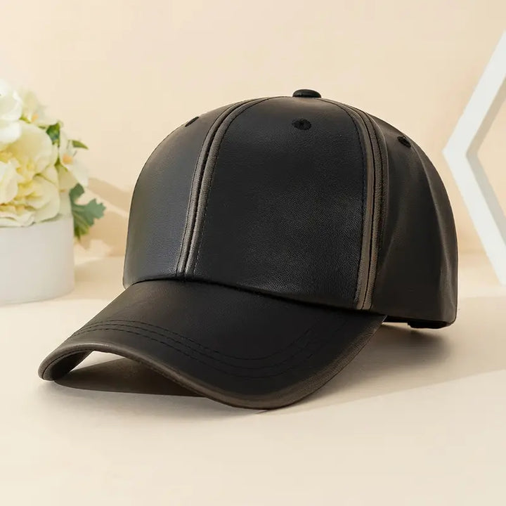 Distressed Leather Sports Cap