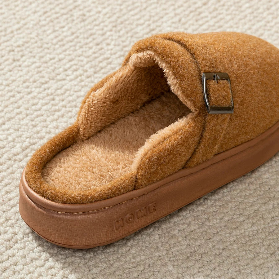 Noelle Plush Buckle Slippers
