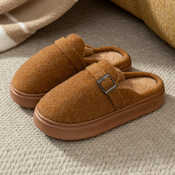 Noelle Plush Buckle Slippers
