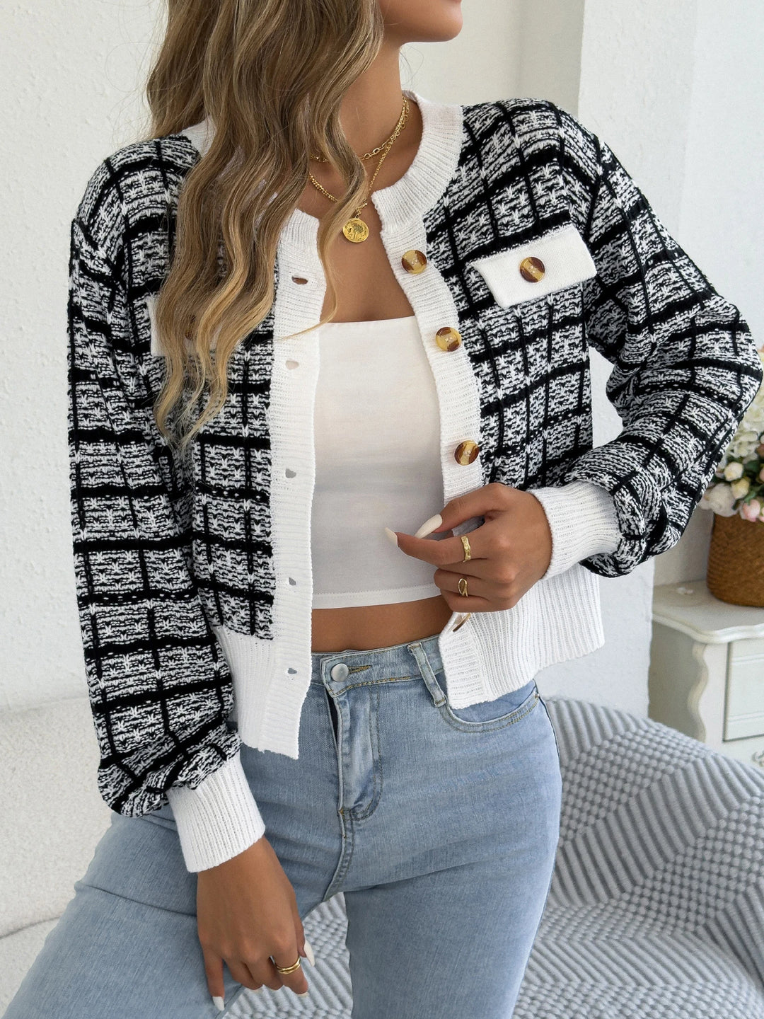 René Grid Cardigan