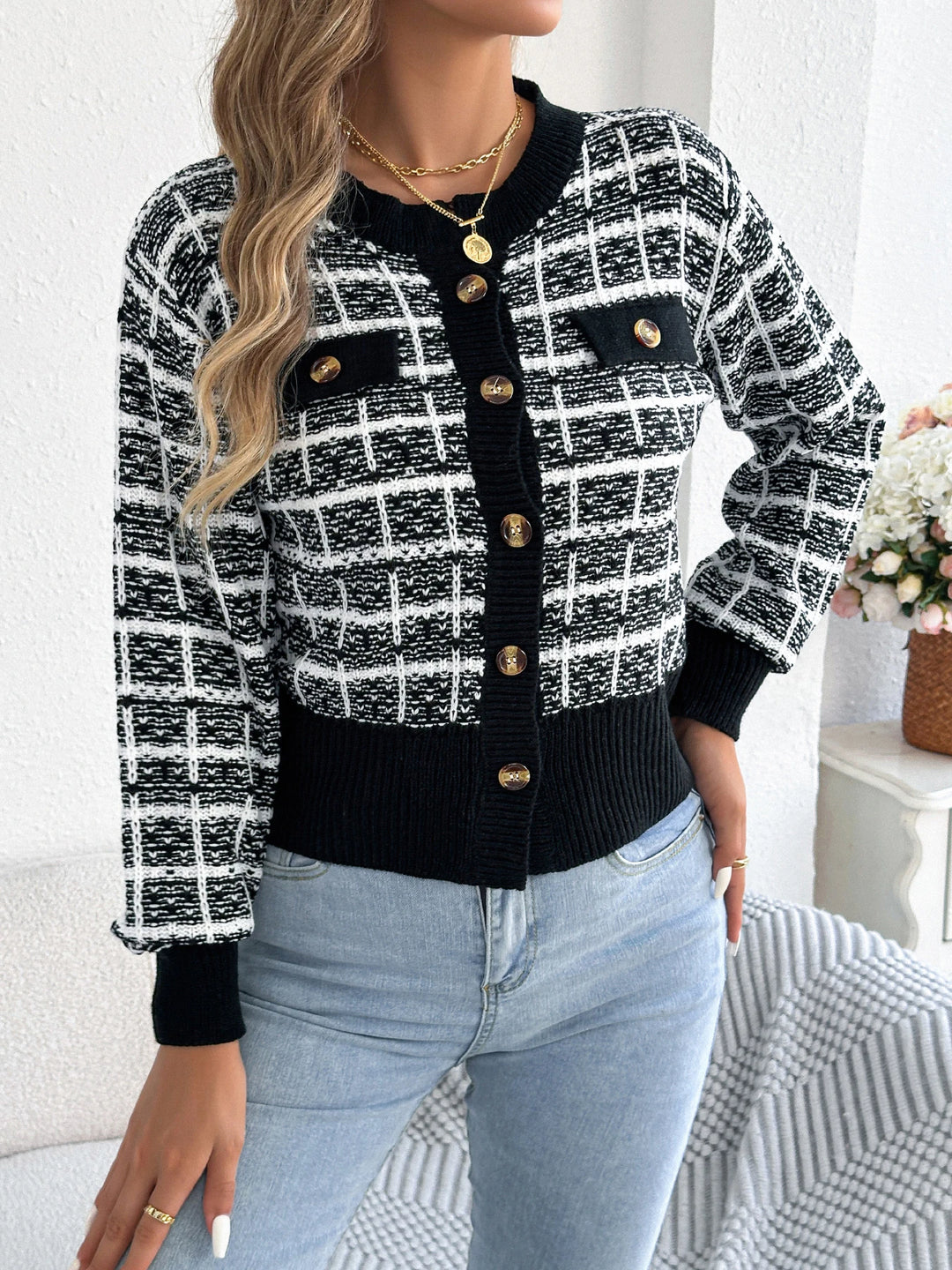 René Grid Cardigan