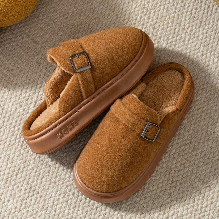 Noelle Plush Buckle Slippers