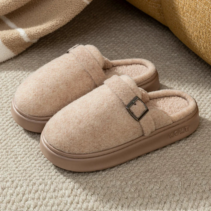 Noelle Plush Buckle Slippers
