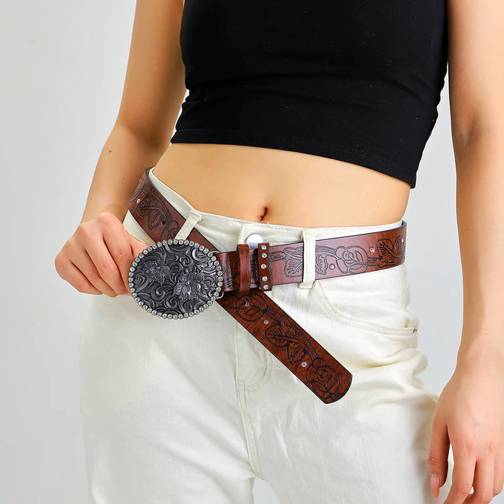 Chioma Embossed Leather Belt