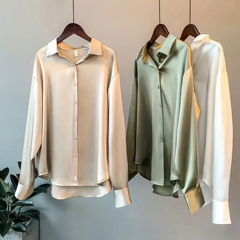 Women's Satin Button Down
