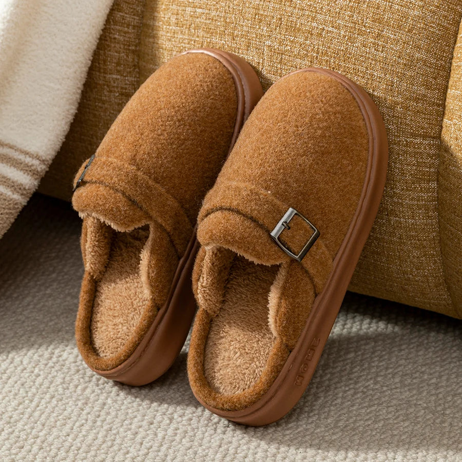 Noelle Plush Buckle Slippers