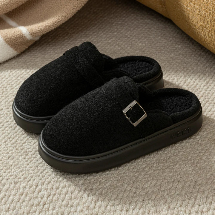 Noelle Plush Buckle Slippers