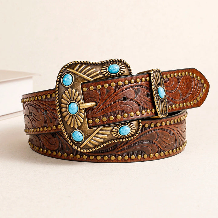 Chioma Embossed Leather Belt
