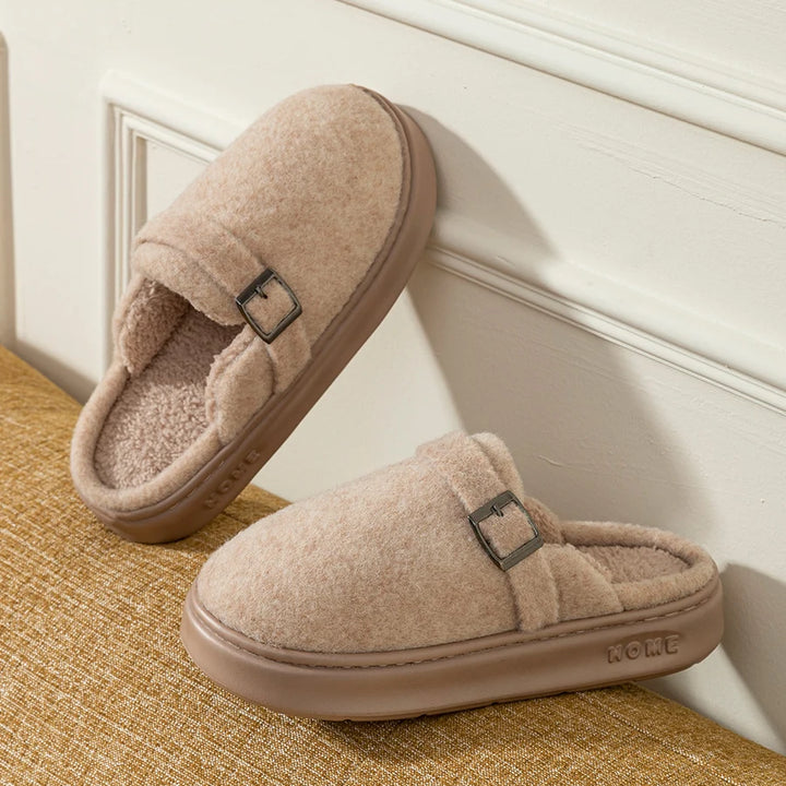 Noelle Plush Buckle Slippers