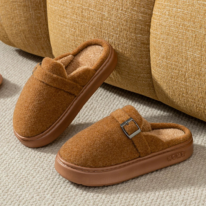 Noelle Plush Buckle Slippers